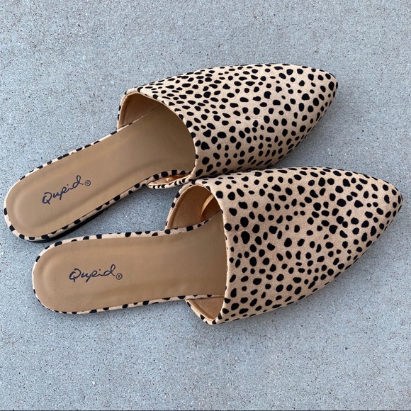 New! Tan Black Leopard Animal Print Flats Mules - Picture 3 of 9